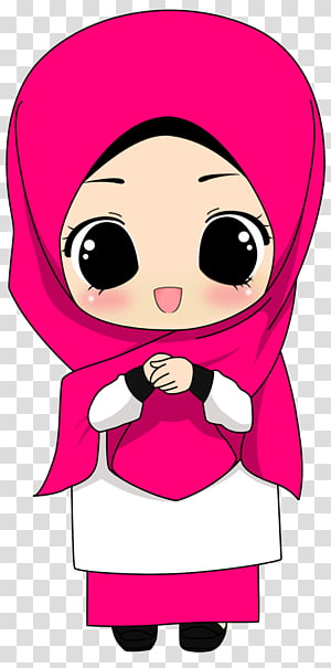 Wanita mengenakan jilbab jilbab dan ilustrasi gaun abaya 