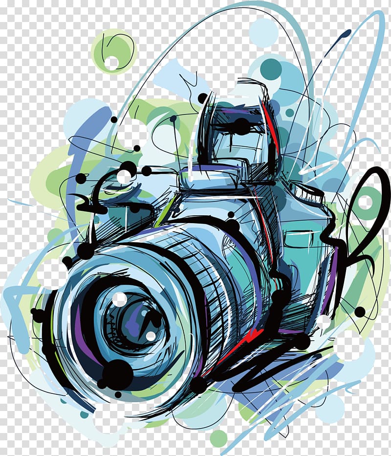 Kamera, ilustrasi kamera DSLR warna-warni png | AnyPNG